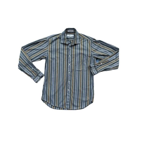 Perry Ellis Other - Perry Ellis Portfolio Striped Mens Button Down Long-Sleeve Shirt 16 Earthtoned